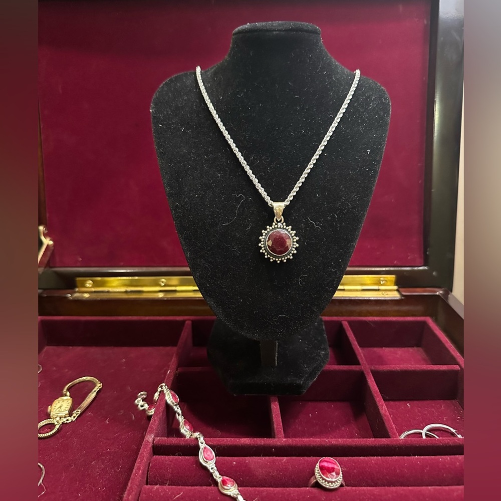 Large Ruby Pendant in 925 Sterling Silver